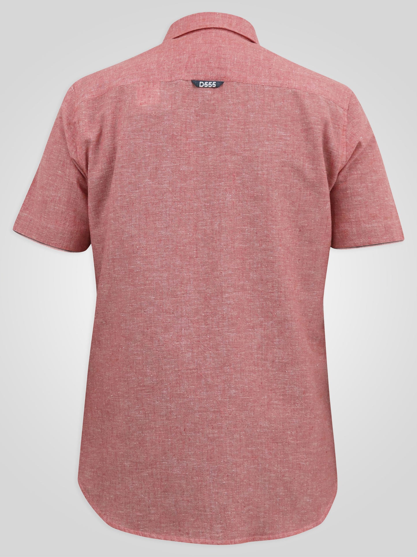 HAZELWOOD 2 -D555 Salmon Pink Linen Mix Short Sleeve Button Down Collar Shirt