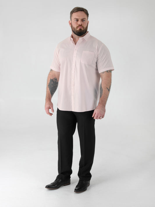 LUCAS -D555 Pink Ultimate Stain Resist Non Iron Short Sleeve Stretch Shirt