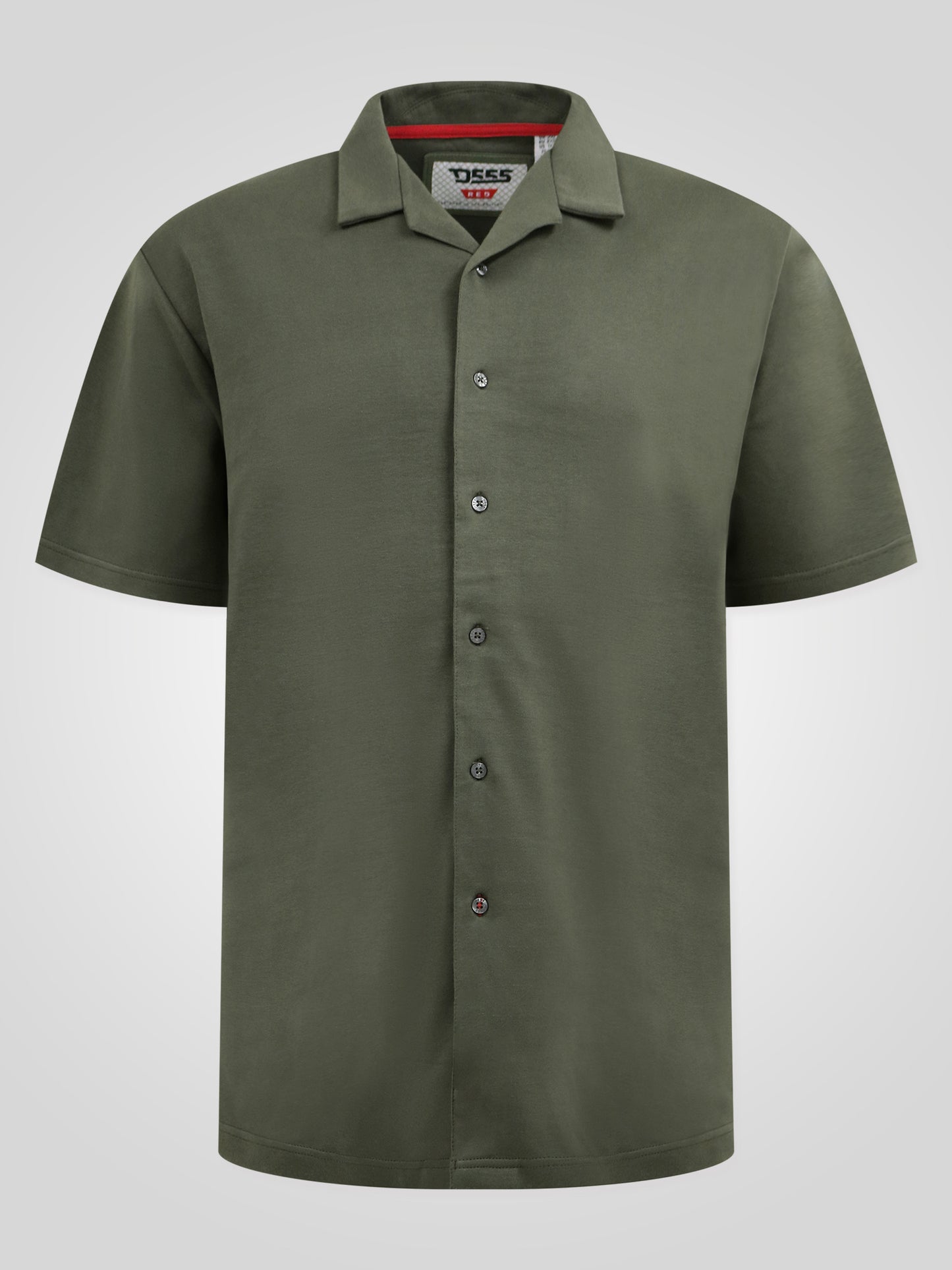 CONNOR 1 -D555 Khaki Green Stretch Cuban Collar Short Sleeve Resort Shirt