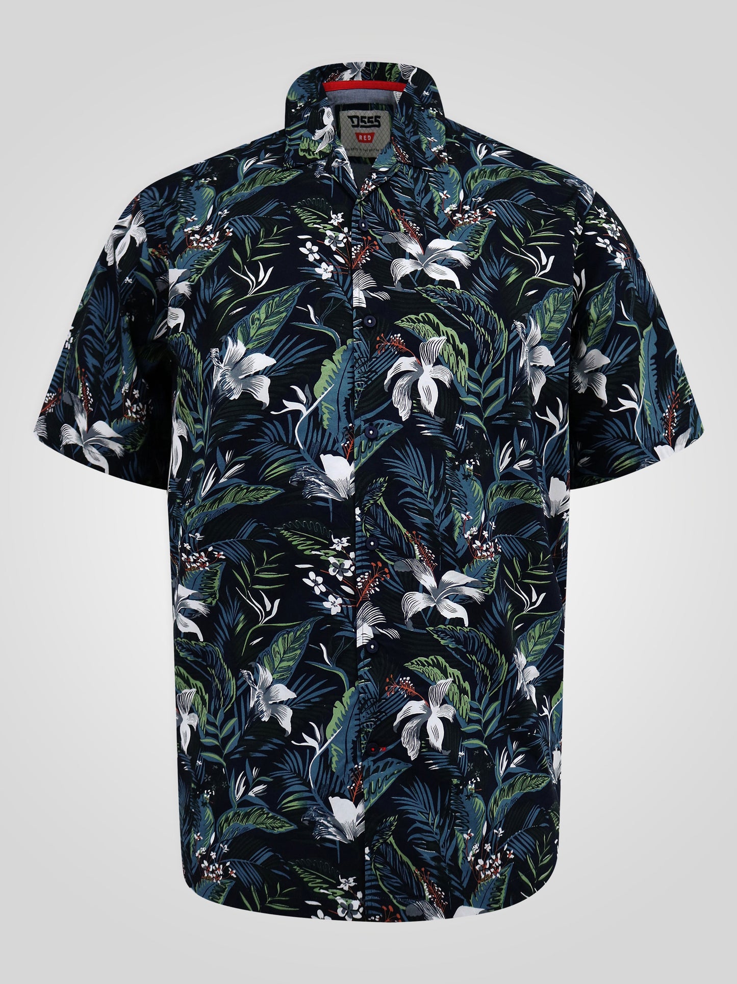 CORDEN -D555 Blue Hawaiian Printed Cuban Collar Short Sleeve Resort Shirt