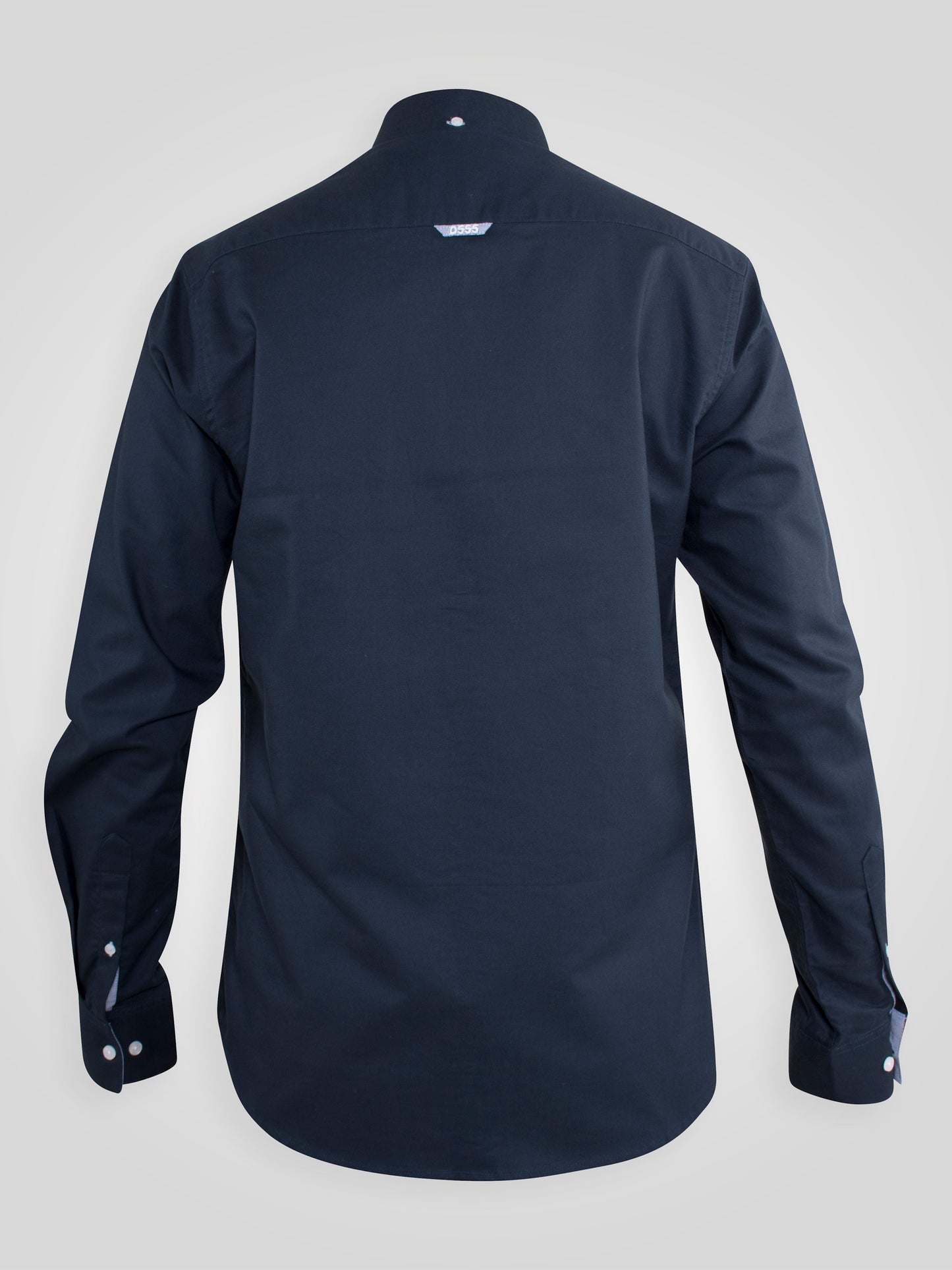 CLARENCE 2 -D555 Navy Blue Long Sleeve Buttoned Down Oxford Shirt