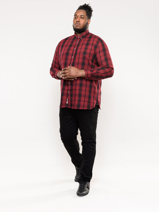 BENALLA -D555 Red Black Check Long Sleeve Check Shirt