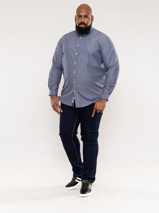 FRANKSTON -D555 Grey Stripe Long Sleeve Stripe Shirt