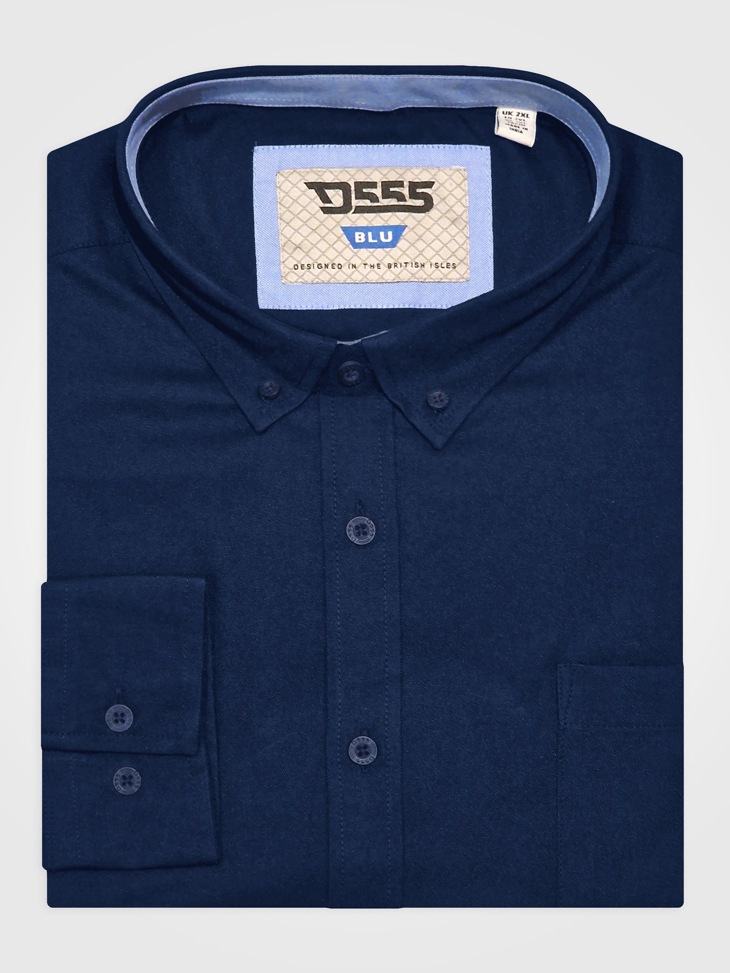 RICHARD -D555 Navy Blue Classic Oxford Long Sleeve Button Down Shirt with Pocket