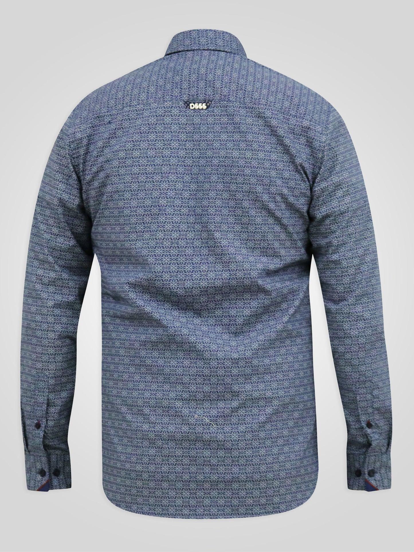 MANGALA -D555 Navy Blue Long Sleeve Geometric Print Shirt
