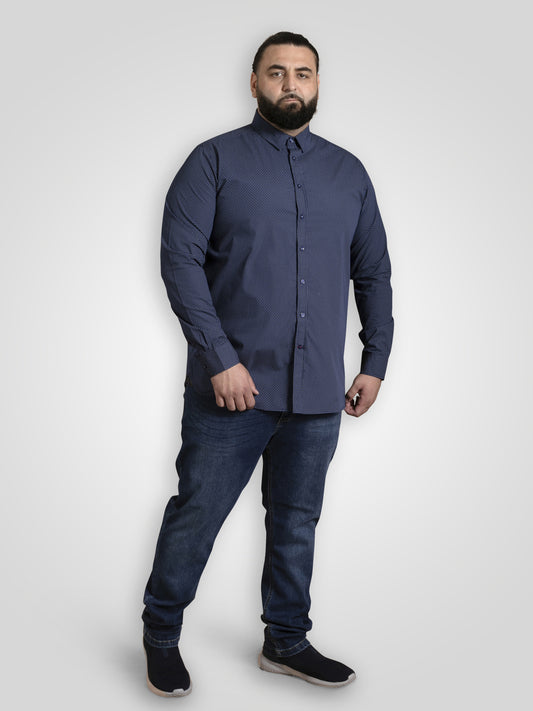MIDDLESBROUGH -D555 Navy Blue Long Sleeve Micro Print Shirt