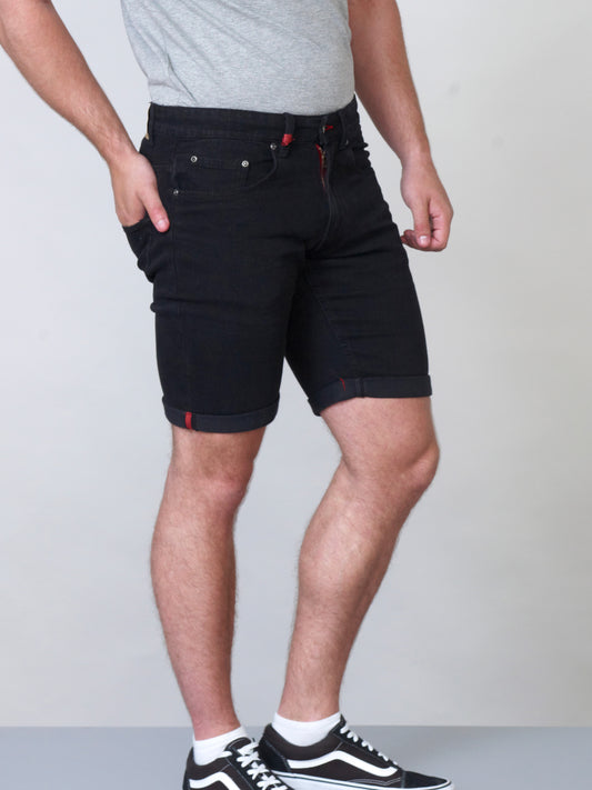 JUDE -D555 Black Stretch Denim Shorts
