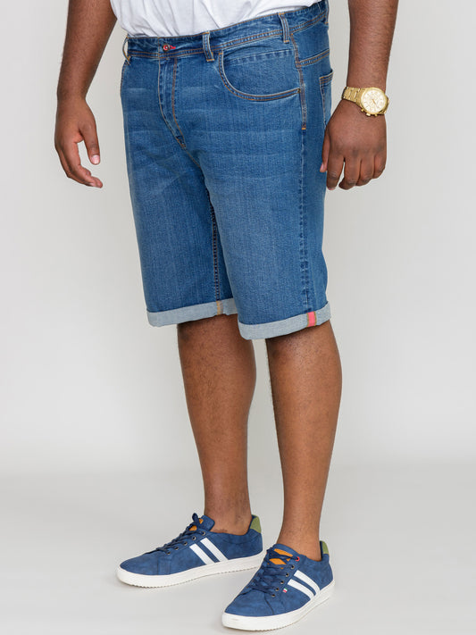 BROXBOURNE -D555 Blue Stonewash Stretch Denim Shorts
