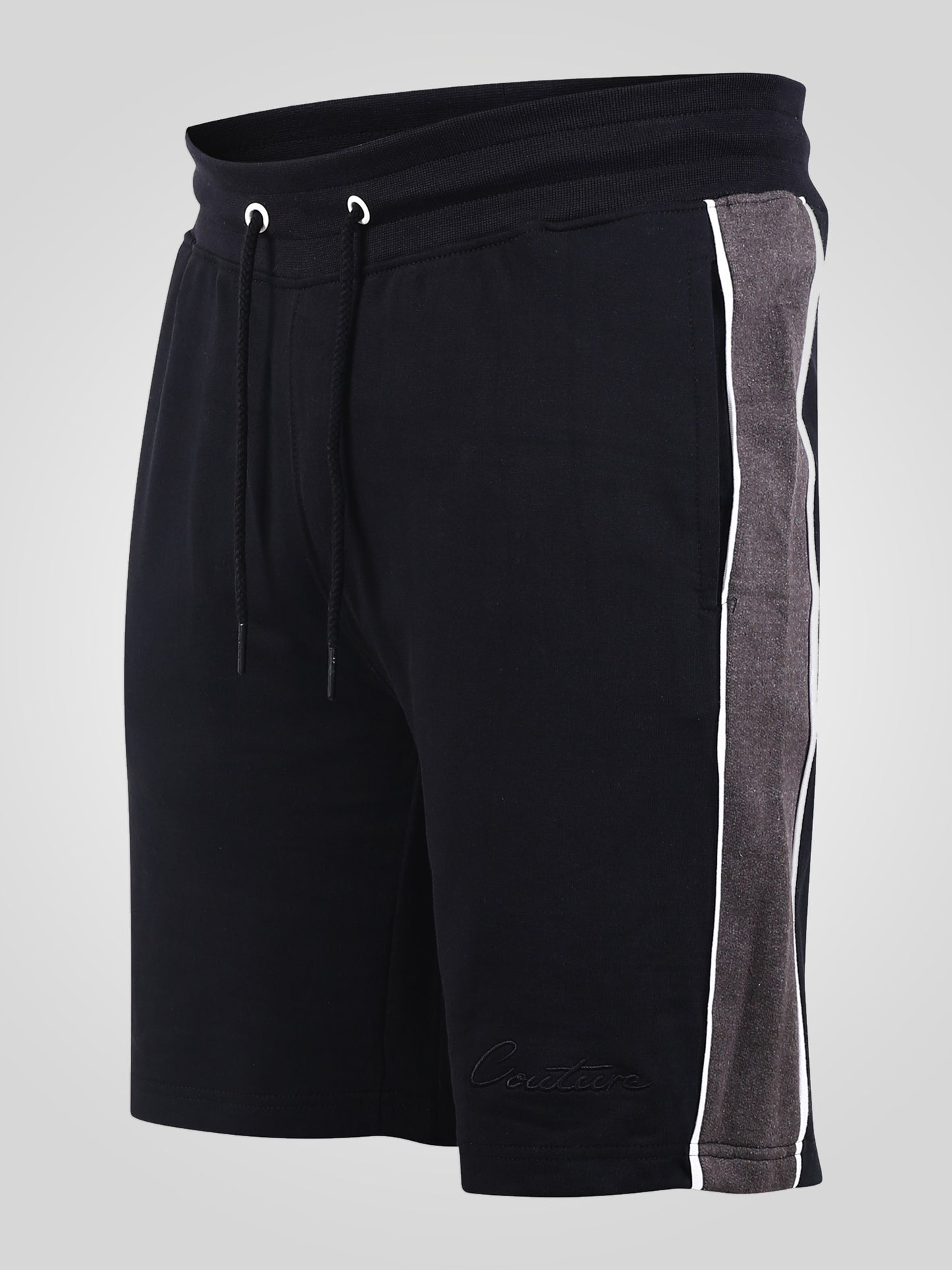 ANDOVER -D555 Black Charcoal Marl Elasticated Waistband Shorts