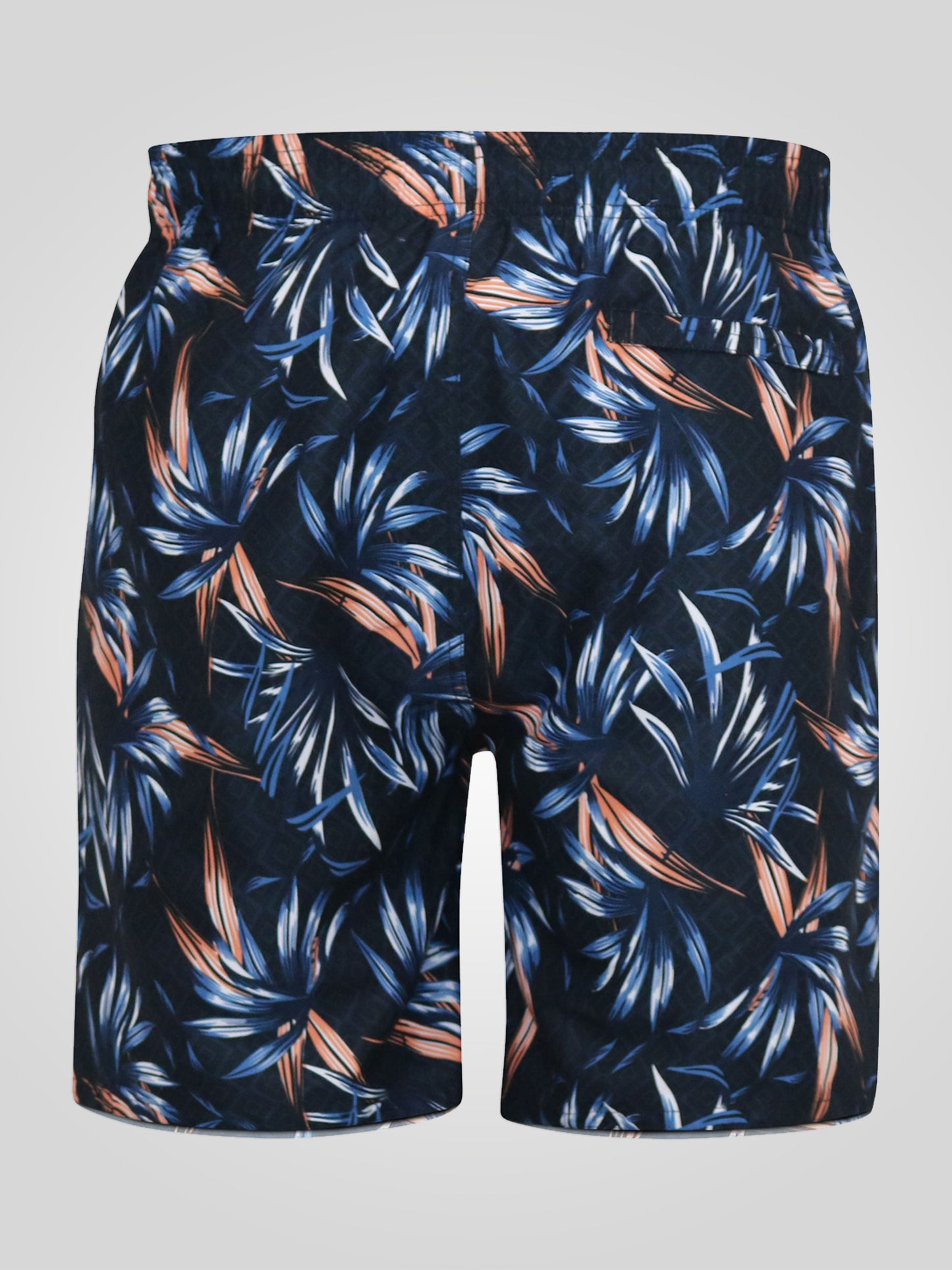 DARIAN -D555 Navy Blue Hawaiian Print Swim Shorts