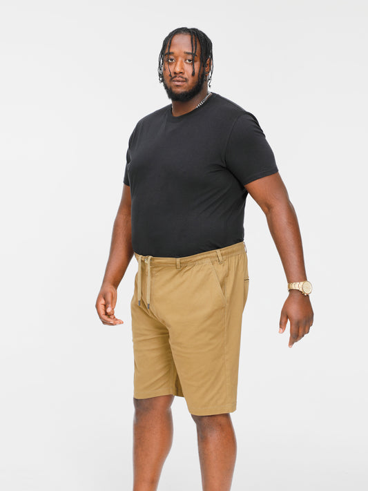 ARIES 2 -D555 Tobacco Brown Full Elastic Waist Stretch Shorts