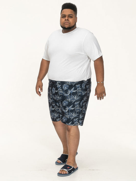 CLEETHORPES -D555 Navy Blue Hawaiian Printed Swim Shorts