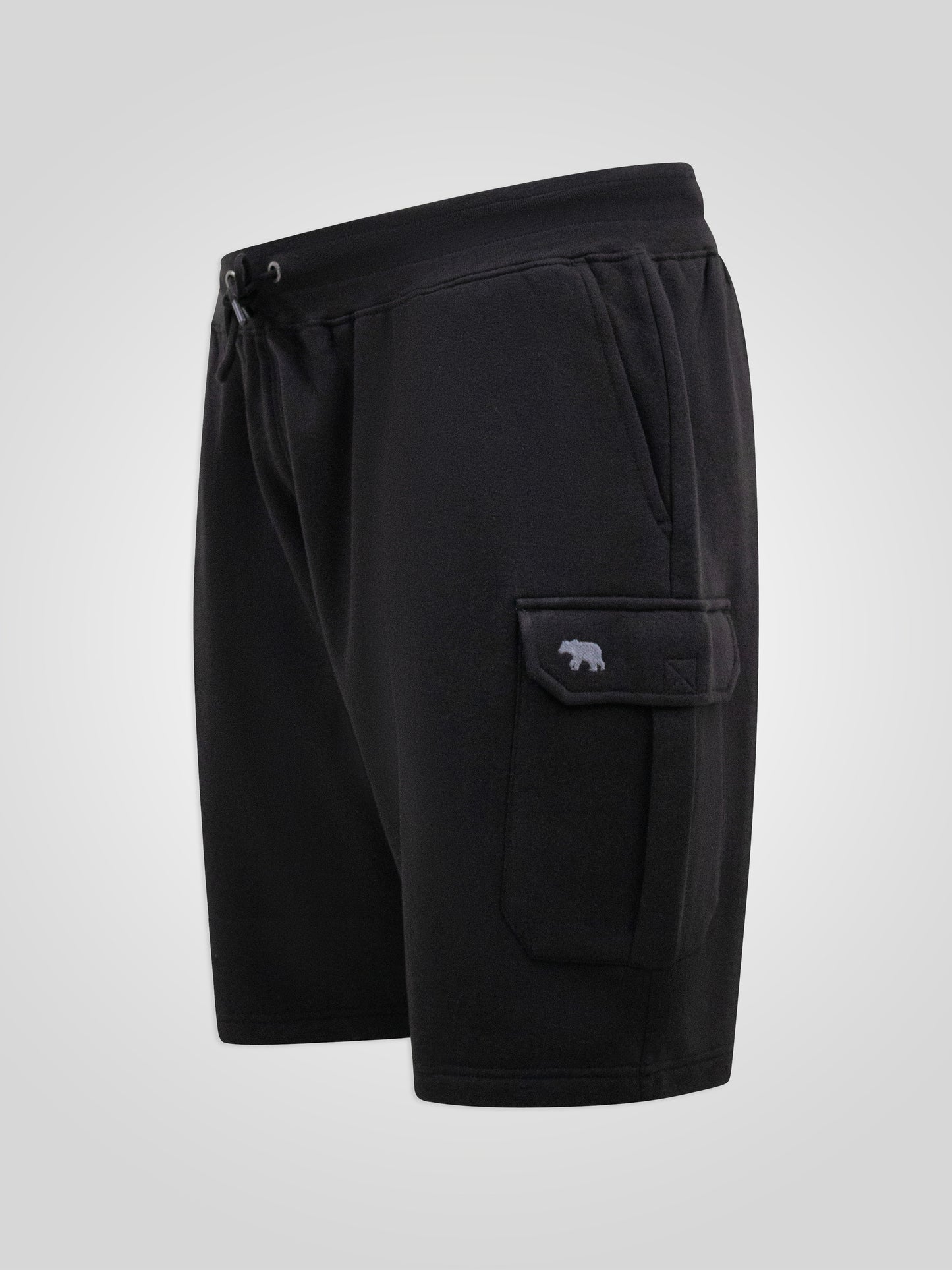 WIGAN 2-D555 Black Elasticated Waist Fleece Cargo Shorts