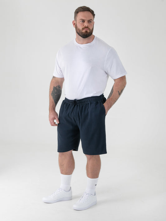 MITCHELL2 -D555 Navy Blue Elasticated Waist Stretch Shorts
