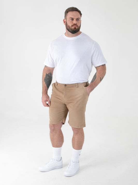 SPENCER 1 -D555 Stone Full Elastic Waist Stretch Shorts with Drawcord