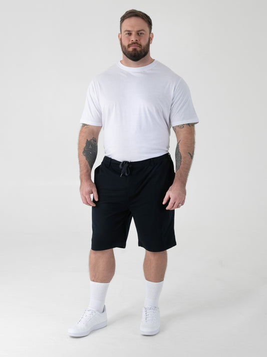 SPENCER 2 -D555 Navy Blue Full Elastic Waist Stretch Shorts with Drawcord