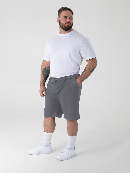 SPENCER 3 -D555 Steel Grey Full Elastic Waist Stretch Shorts with Drawcord