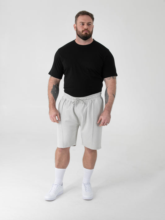 TURNER -D555 Stone Stretch Pique Elasticated Waist Shorts With Pin Tuck Front