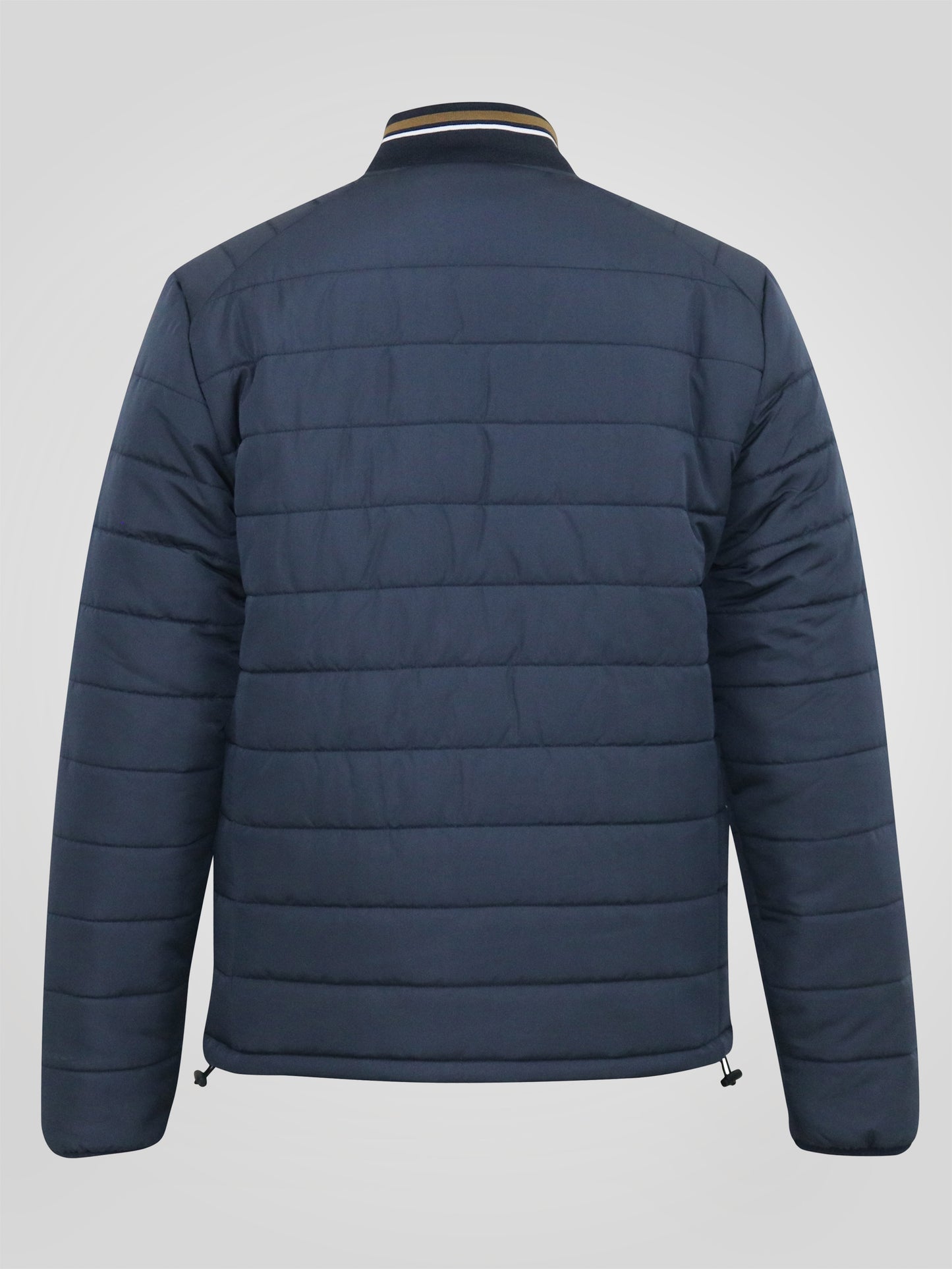 JEREMY 1-D555 Navy Puffer Jacket With Rib Collar And Tipping