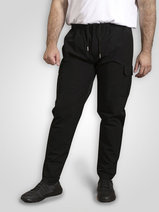 FERNDOWN -D555 Black Couture Stretch Open Hem Jogger with Cargo Pockets