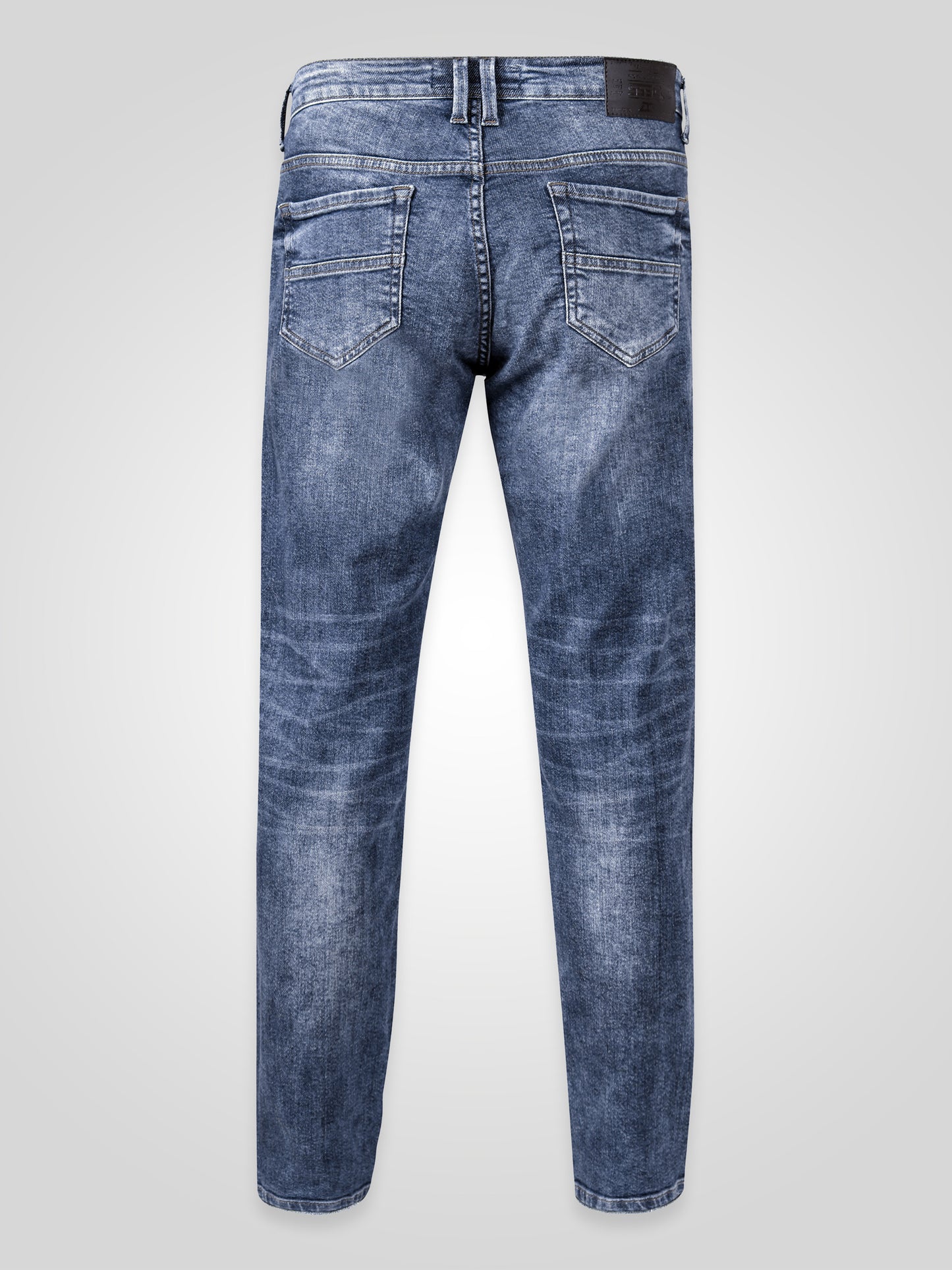 TAURUS -D555 Blue Stonewash Sandblasted Stretch Denim Jeans