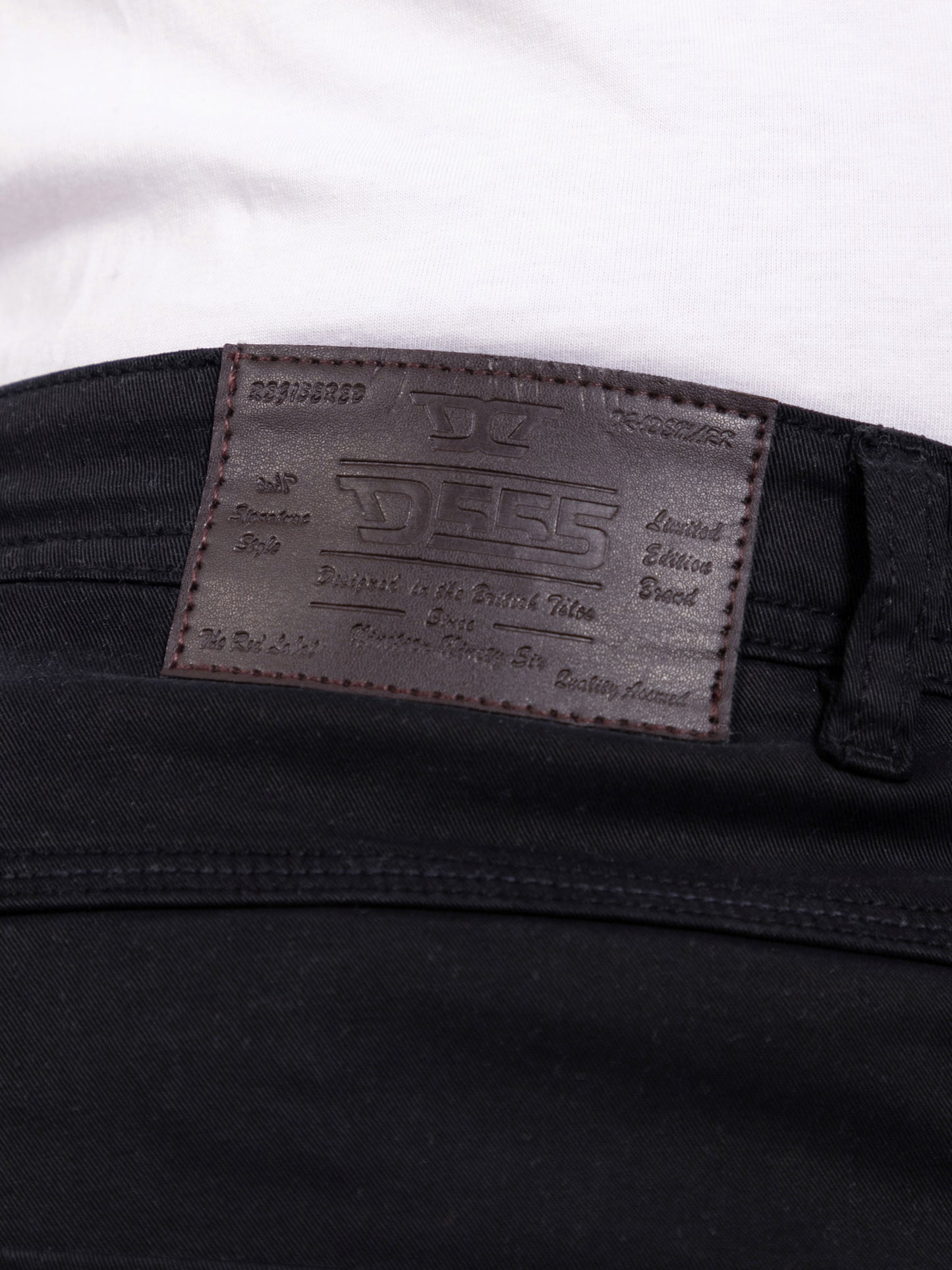 KELVIN 4-Black Tapered Fit Five Pocket Stretch Twill Chino With Peach Finish