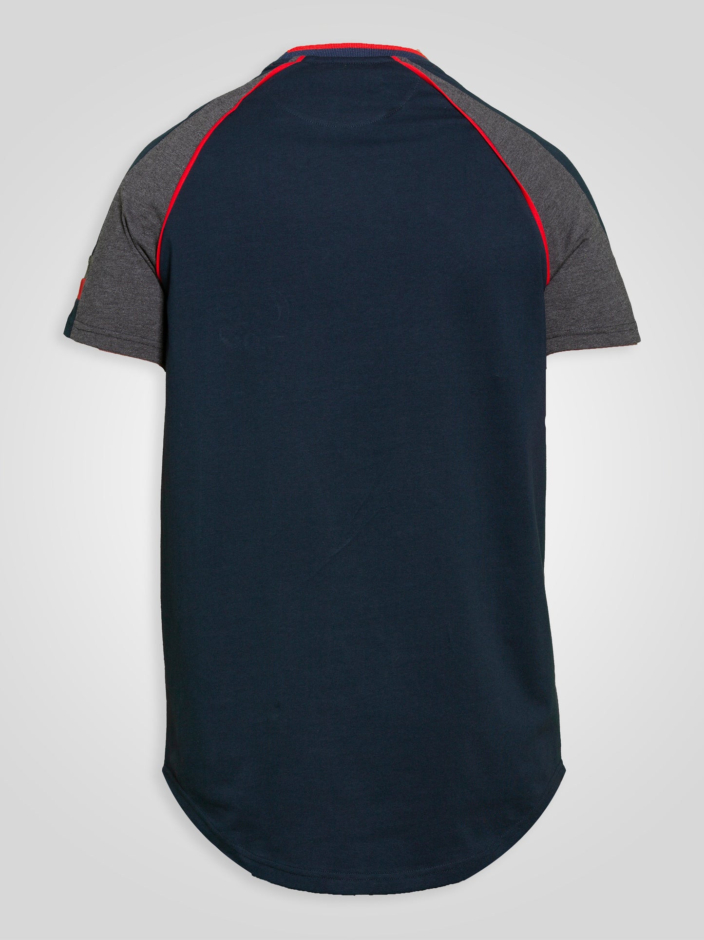 BRENDON -D555 Navy Blue Couture Curved Hem T-Shirt