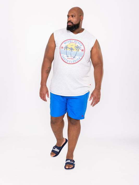 SHIPLEY -D555 Off White Marl D555 Miami Beach Printed Sleeveless T-Shirt