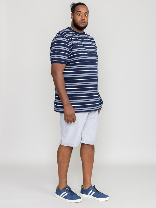 PICCADILLY-D555 Navy Blue Yarn Dyed Jacquard Stripe T-Shirt