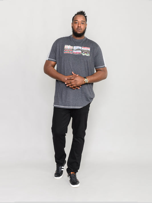 SOHO -D555 Charcoal Marl American Number Plate Printed T-Shirt