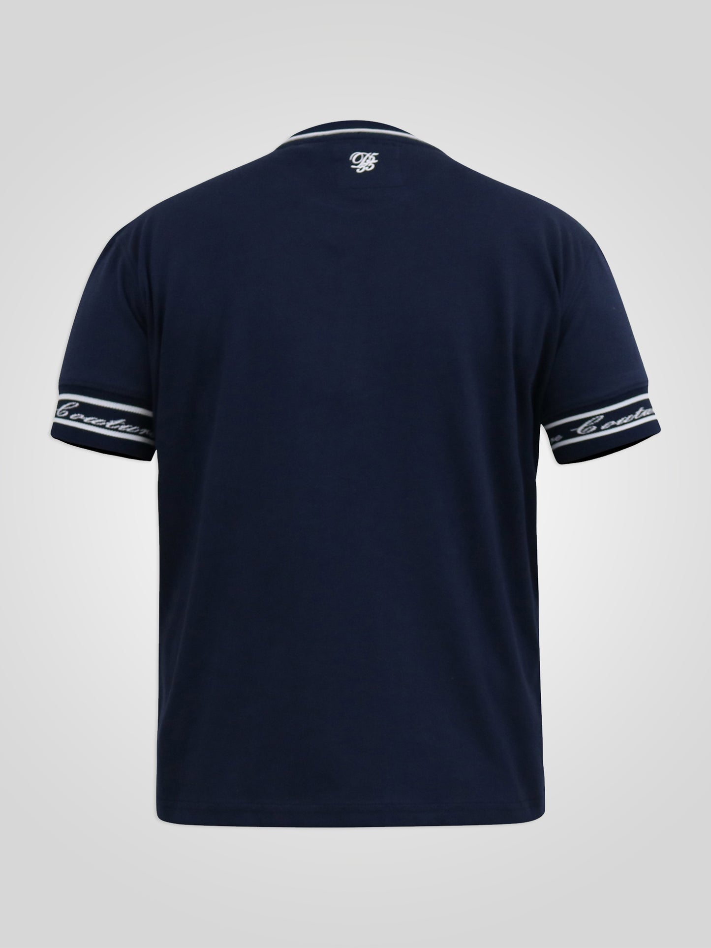 RAMSEY -D555 Navy Blue Couture Crew Neck T-Shirt with Chest Print