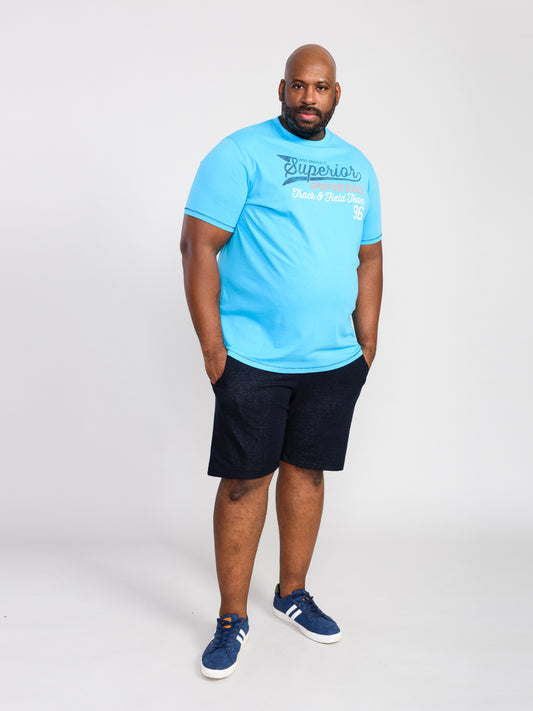 RUSHDEN -D555 Turquoise Blue Superior Printed T-Shirt