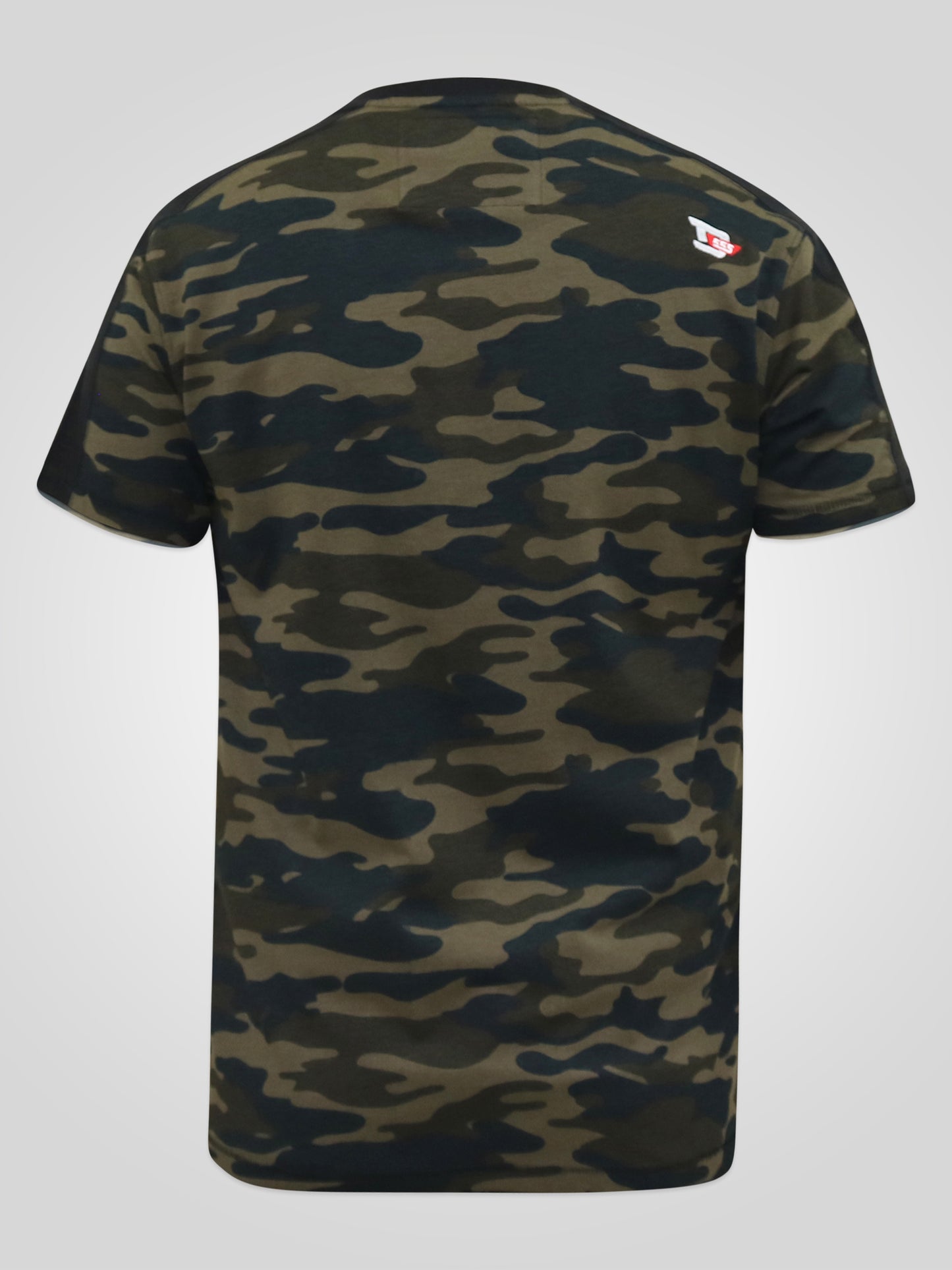 SULLIVAN -D555 Green Camouflage All Over Print Camo T-Shirt with Chest Print