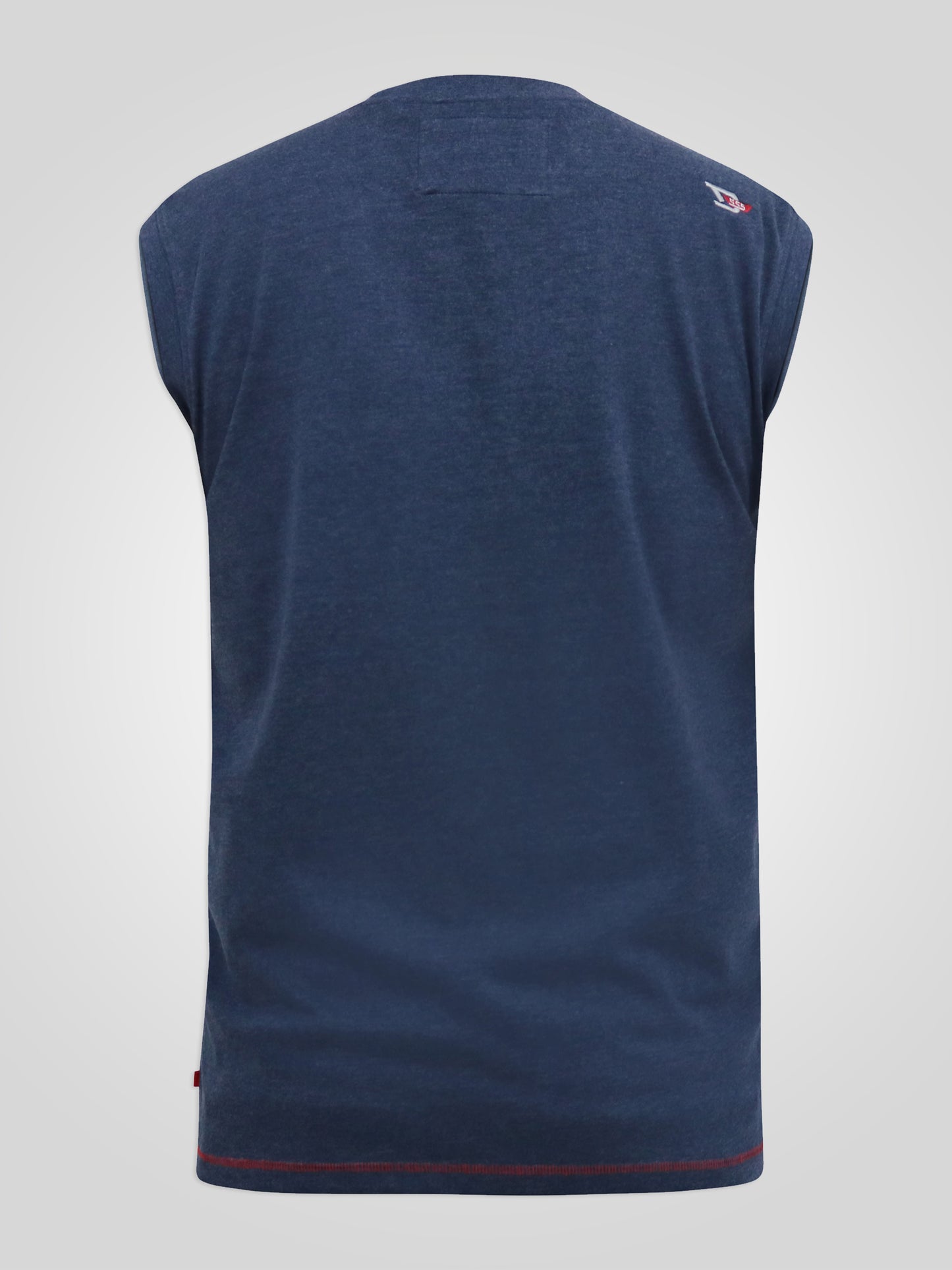 CLIFTON -D555 Denim Blue Marl Hawaii Island Printed Sleeveless T-Shirt
