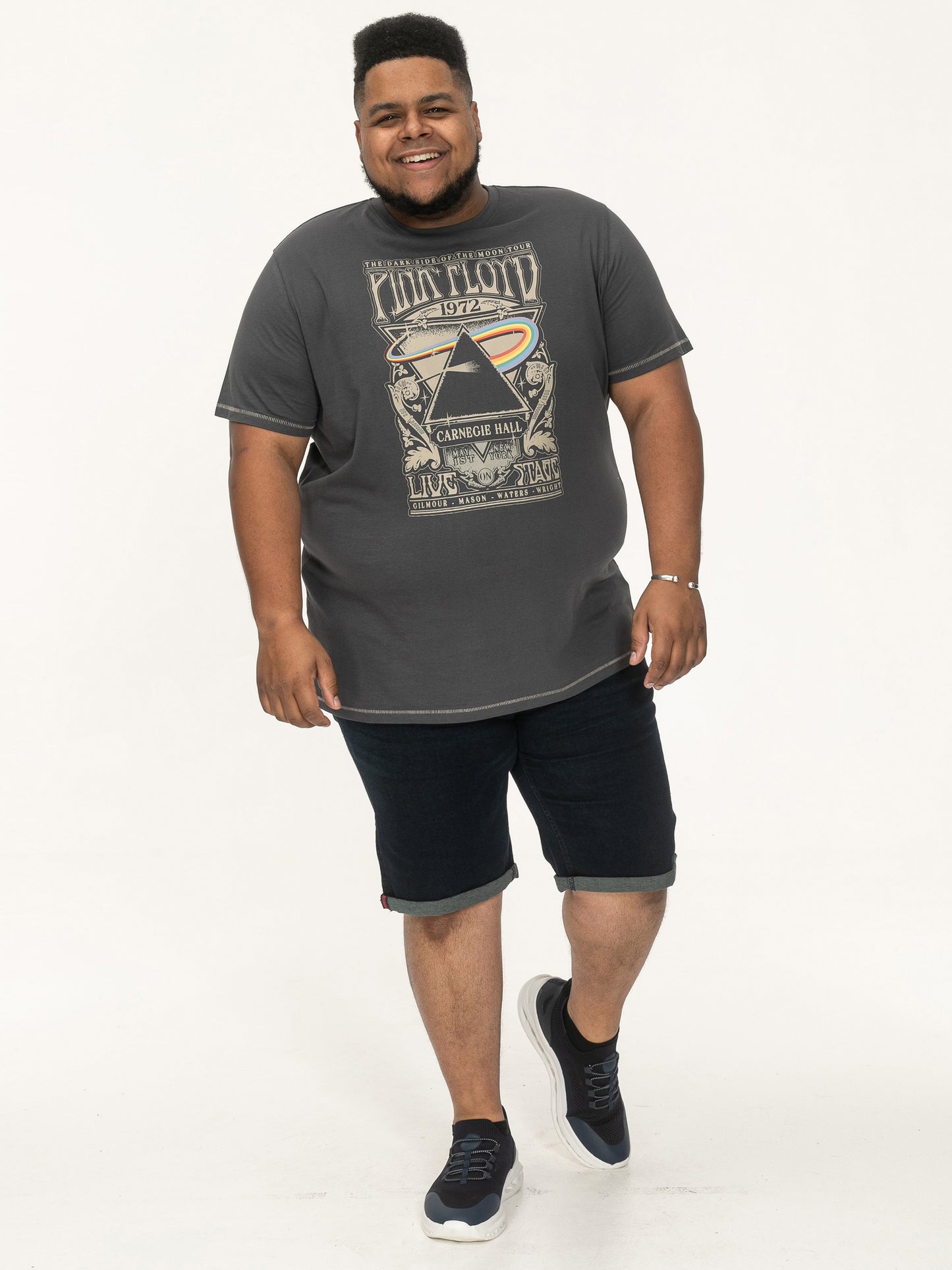 HANLEY -D555 Dark Grey Official Licensed Pink Floyd Crew Neck T-Shirt