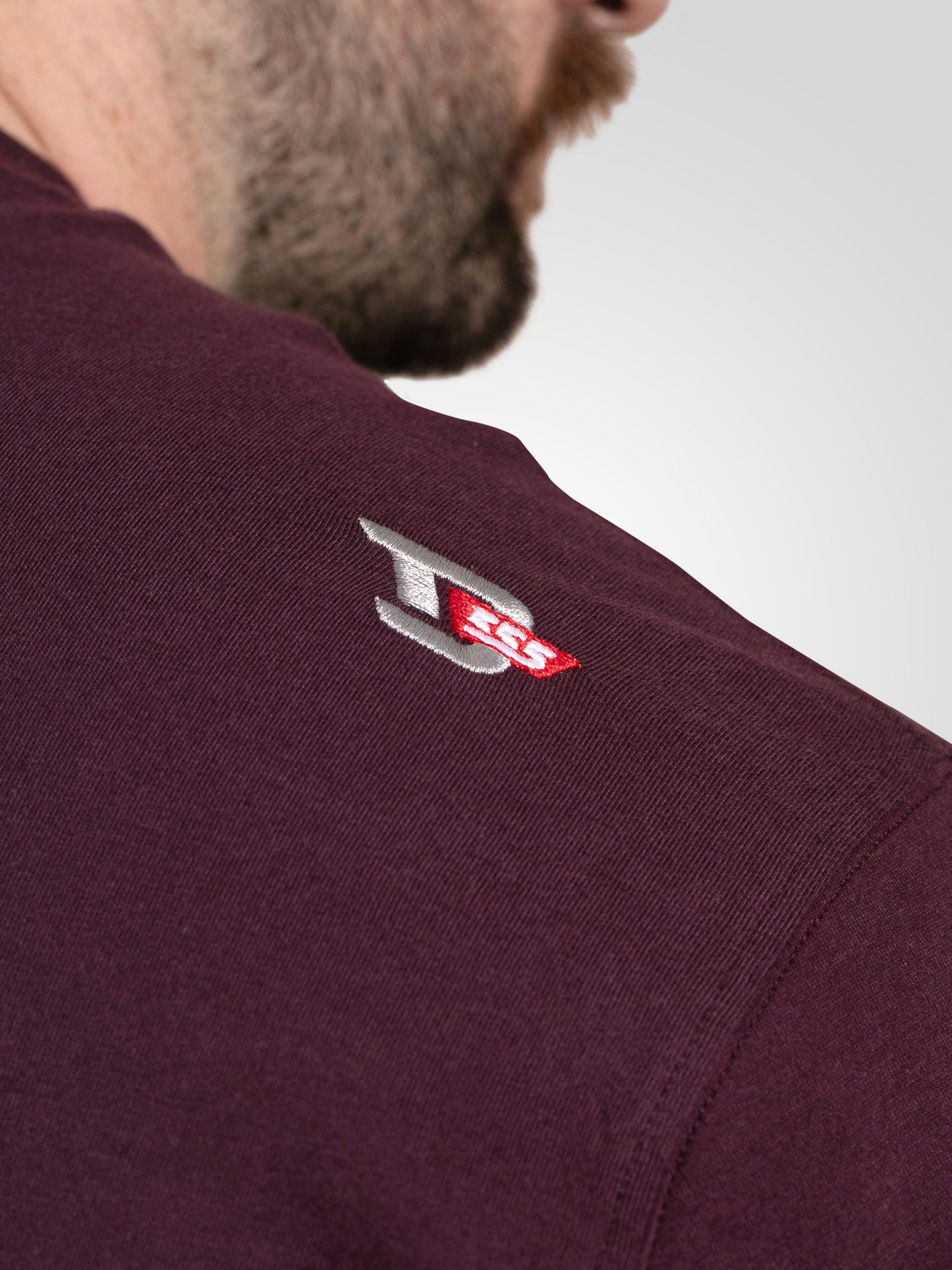 GRIMSBY -D555 Burgundy Rock 'N' Roll Skull Printed Crew Neck T-Shirt