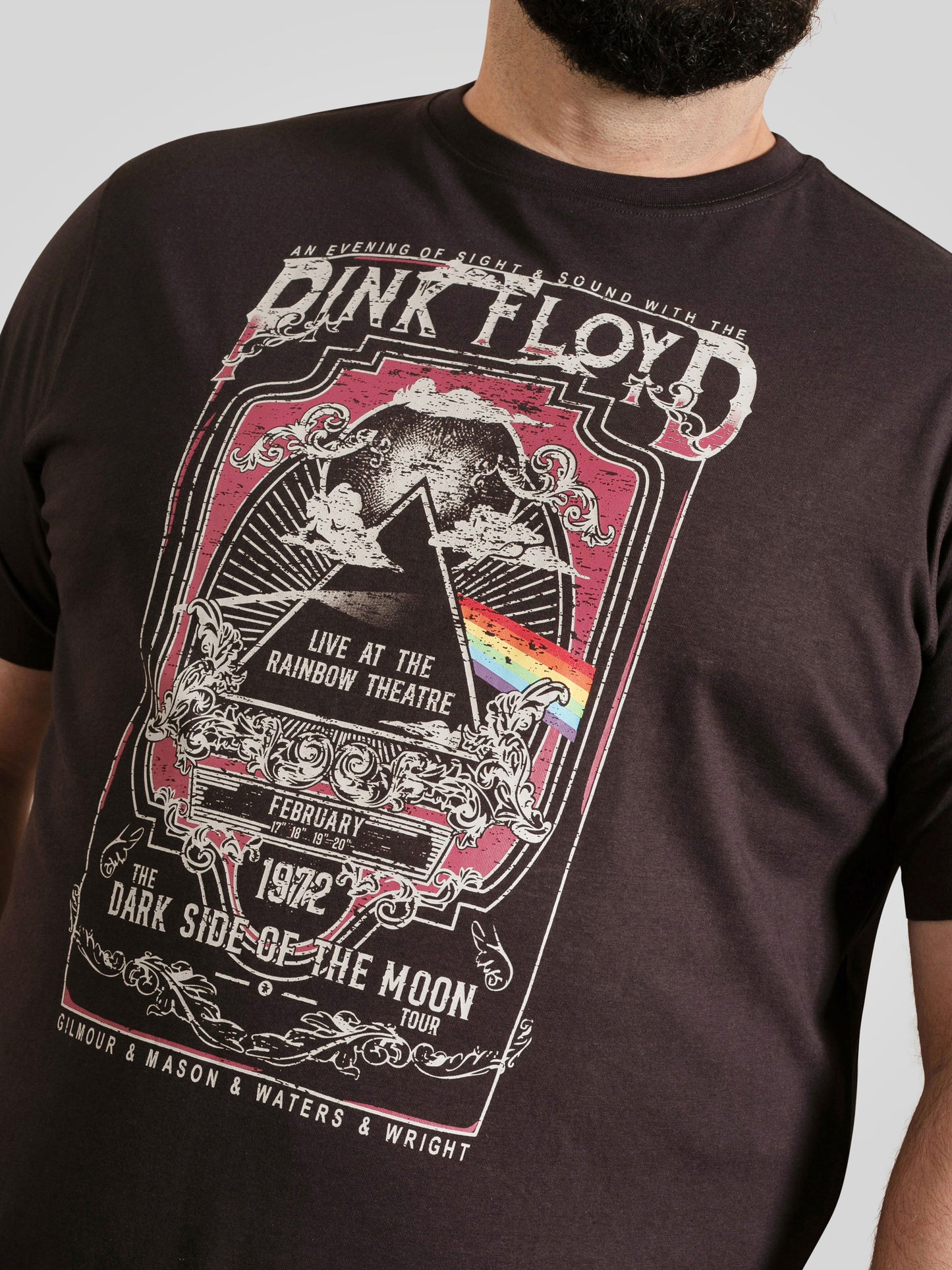BLACKPOOL -D555 Washed Black Official Licensed Pink Floyd Printed T-Shirt