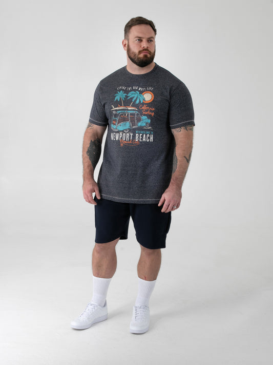 MOYLES -D555 Navy Twist Newport Beach Woody Car Printed Crew Neck T-Shirt