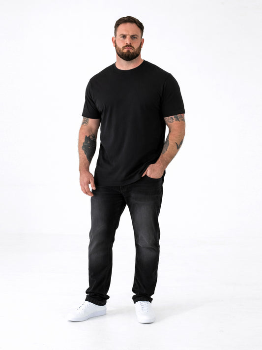 SMARTLY1-D555 Black Five Pack Combed Cotton Crew Neck T-Shirt
