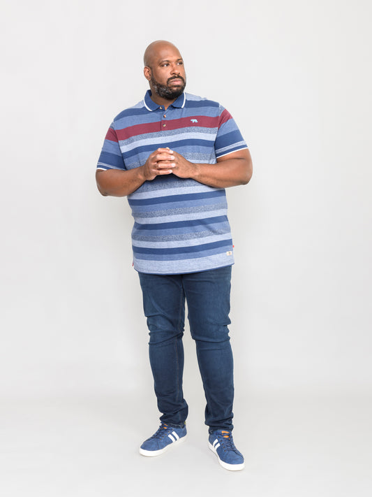 KNIGHTSBRIDGE -D555 Blue Stripe Yarn Dyed Jacquard Stripe Polo with Embroidery