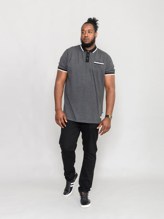 WESTBOURNE -D555 Charcoal Marl Pique Polo Shirt with Ribbed Chest Pocket