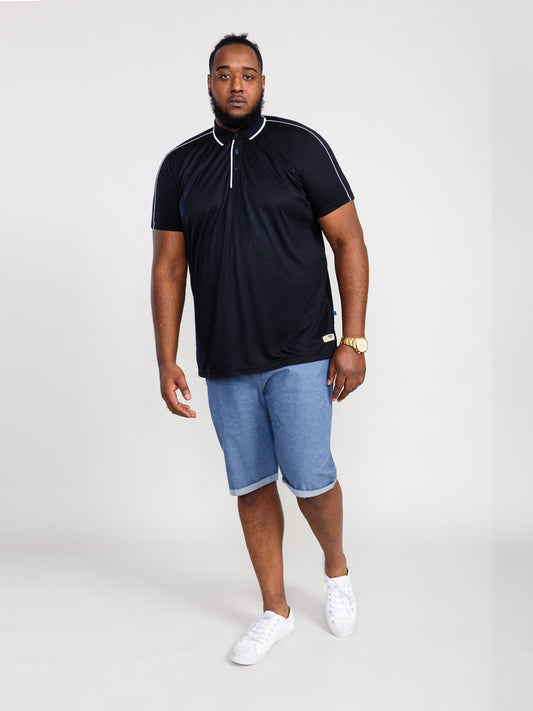 SUSSEX -D555 Dark Navy Blue Jersey Polo Shirt with Piping Detail