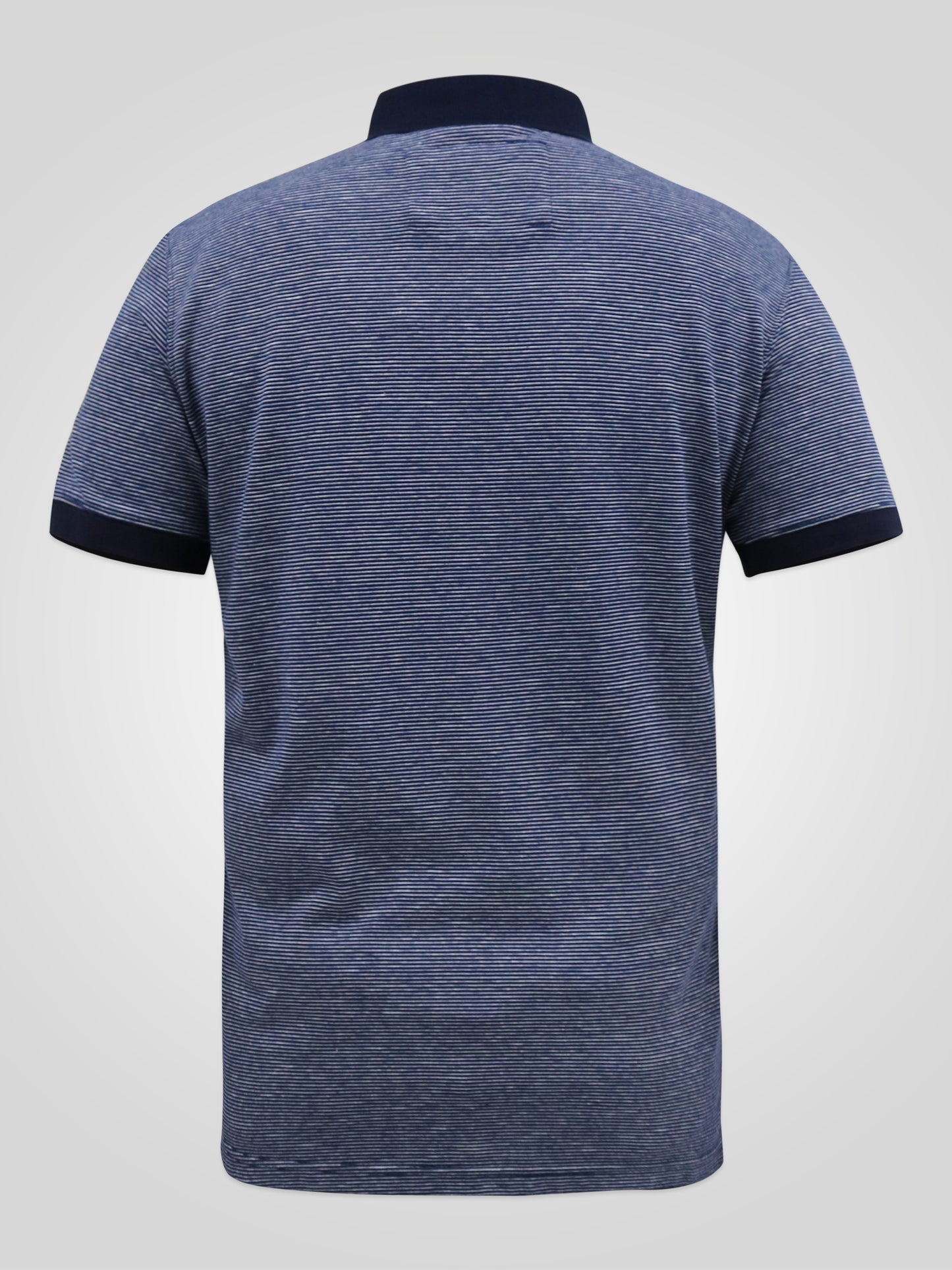 OXLEY -D555 Navy Blue Fine Stripe Jersey Polo Shirt with Patch Pocket