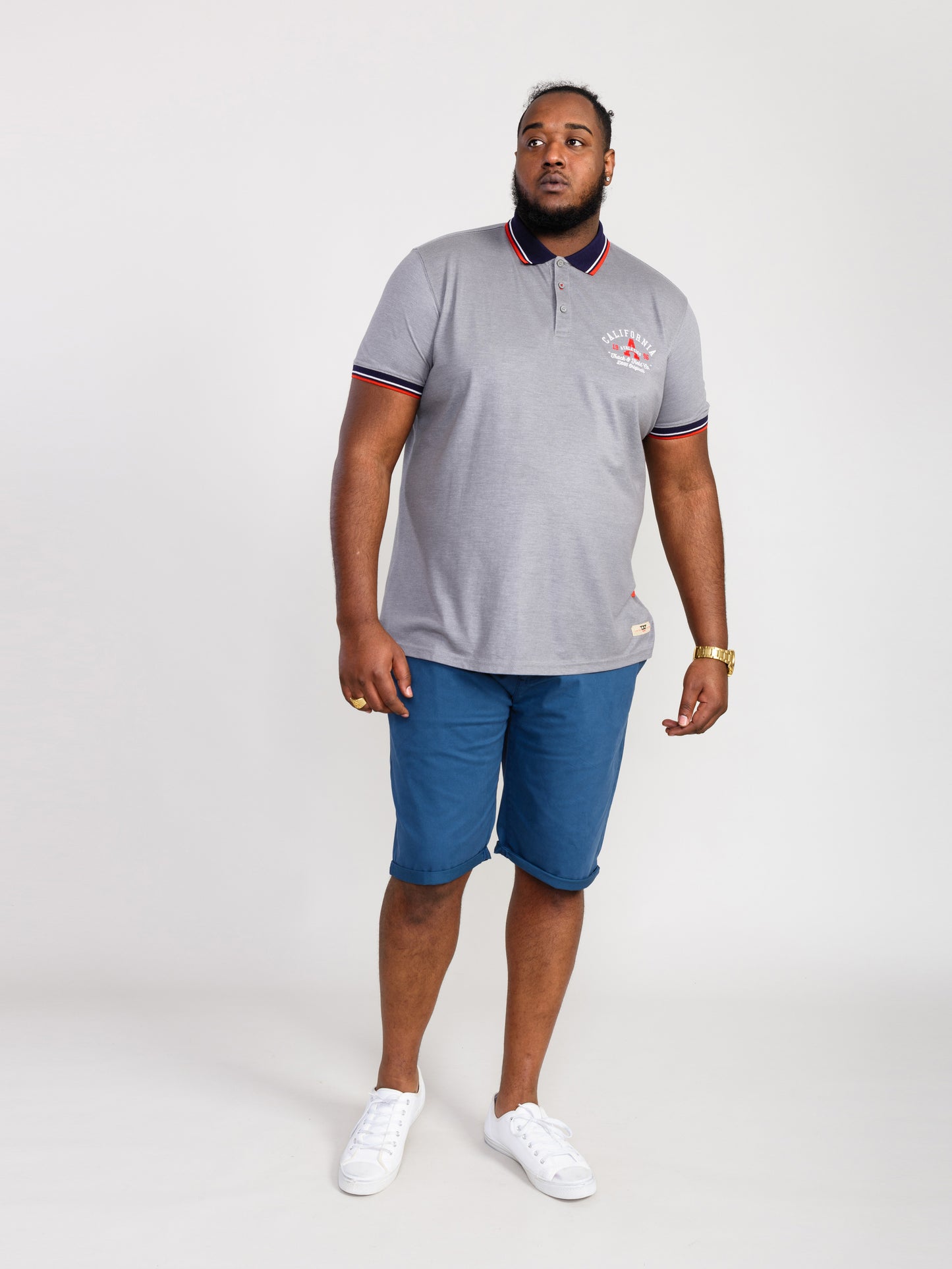 MERSEA -D555 Grey Marl Pique Polo Shirt with Chest Embroidery