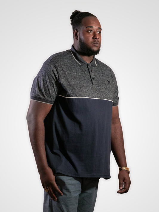JAYWICK -D555 Navy Blue Cut and Sew Polo with Embroidery Sleeve Badge