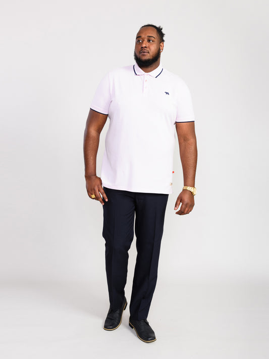 HAMFORD 2 -D555 Pink Pique Polo Shirt with 2 Colour Rib Tipping On Collar