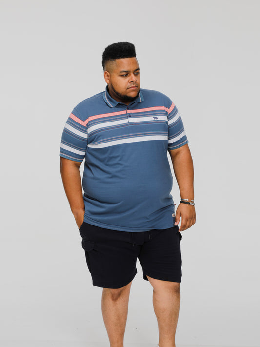 EASTON -D555 Slate Blue Half Stripe Jersey Polo Shirt