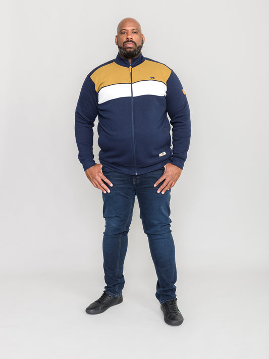 WILLOWBROOK -D555 Navy Blue Cut and Sew Full Zipper Sweatshirt