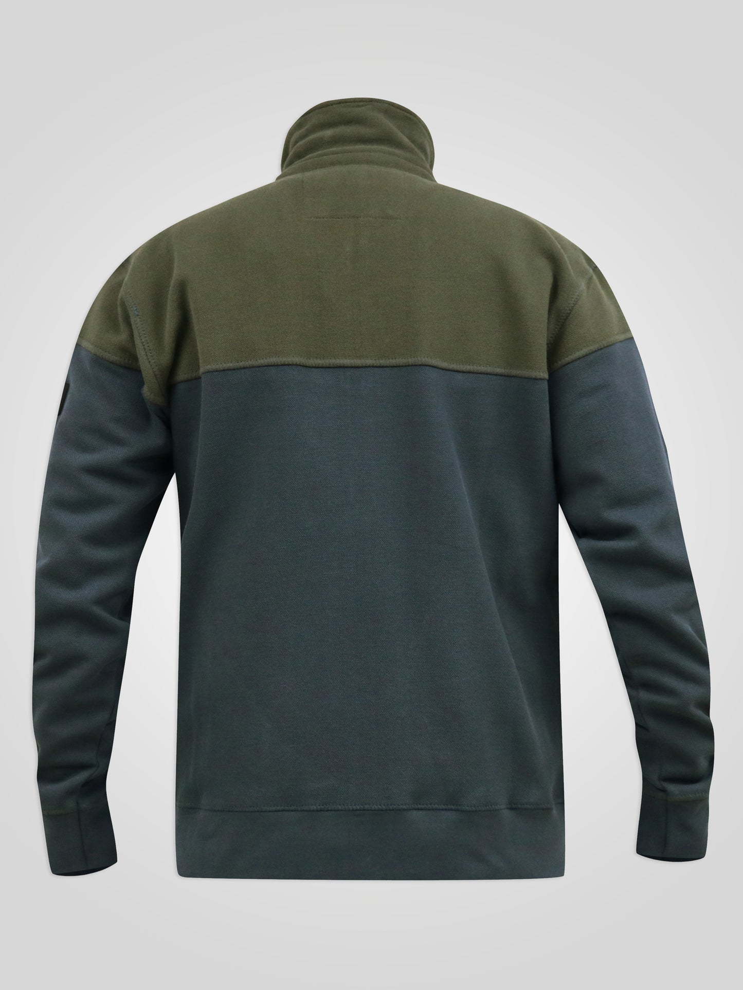 DENHAM -D555 Khaki/Grey Zip Through Pique Fleece Sweatshirt