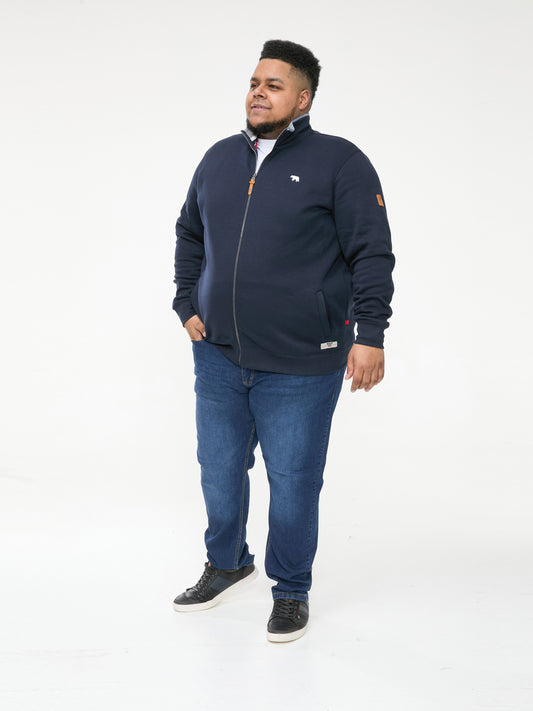 NASHUA -D555 Navy Blue Zip Through Sweatshirt In Fleece